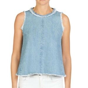 J. Brand Sleeveless Denim Fringe Top Size Large